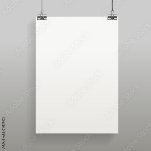 Hanging Poster Mock Up in Realistic Style
