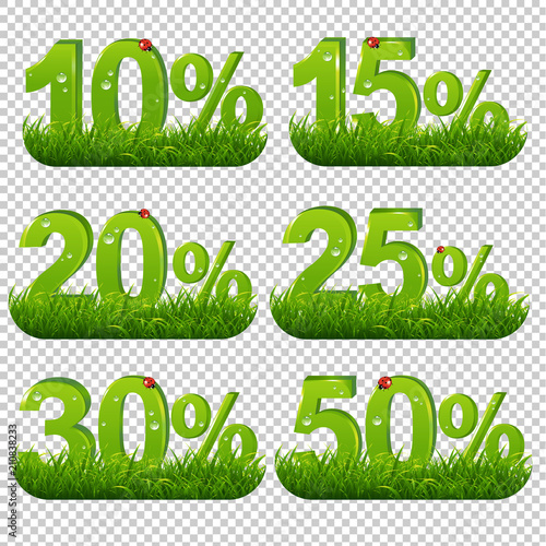 Green Percents Collection With Grass Transparent Background