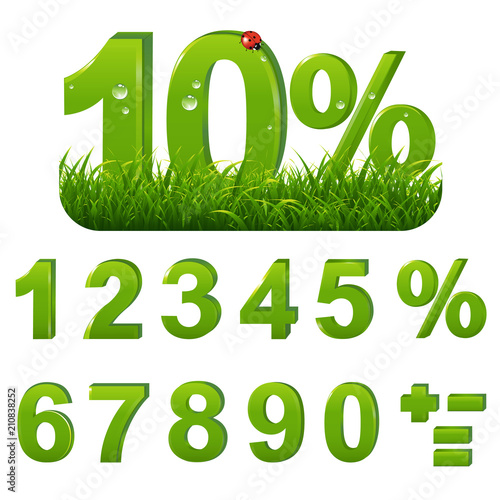 Green Percents Set With Grass