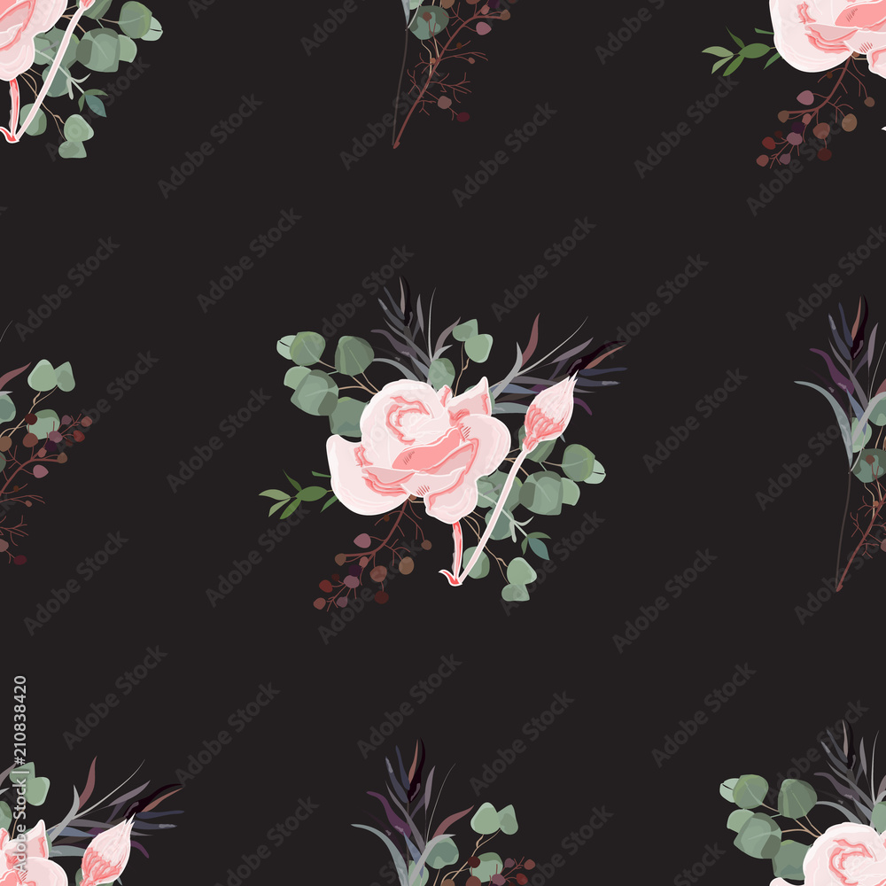 Floral seamless summer pattern, beautiful flower wreath, vector illustration Floral seamless summer pattern, beautiful flower wreath, vector illustration