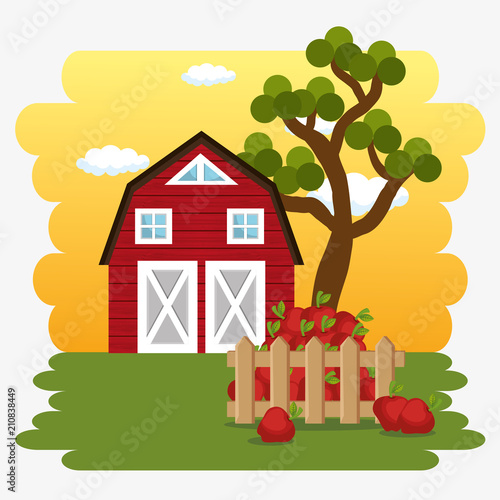 farmhouse in the farm scene