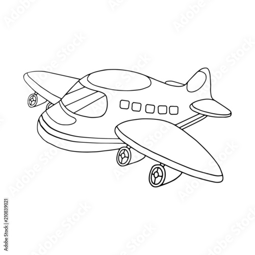 Airplane cartoon illustration isolated on white background for children color book