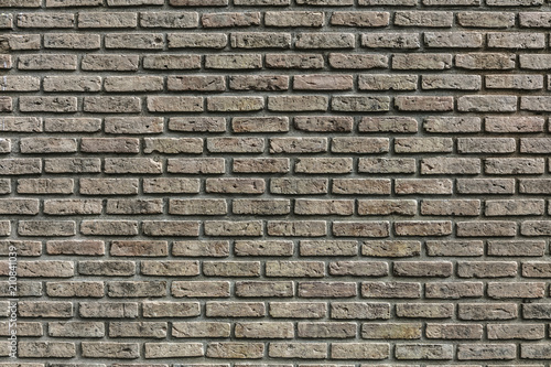 A brick wall of uniform bricks 