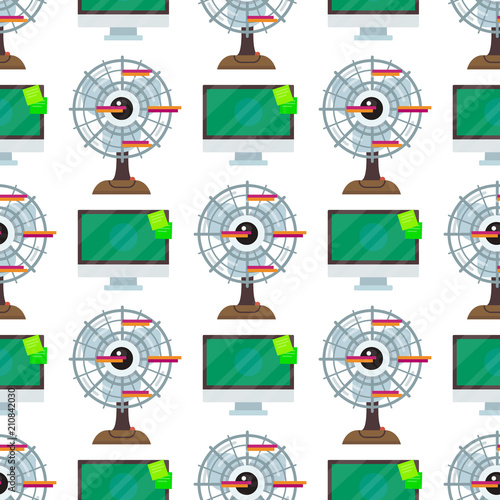 Air conditioner airlock systems seamless pattern computer background ventilator climate fan technology temperature cool vector illustration