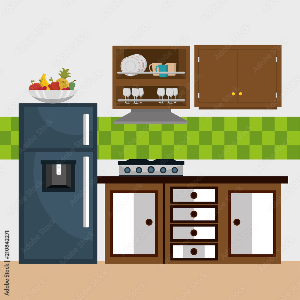 kitchen modern scene icons vector illustration design kitchen modern scene icons vector illustration design
