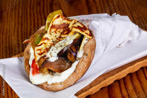 Vegetarian gyros with mushrooms