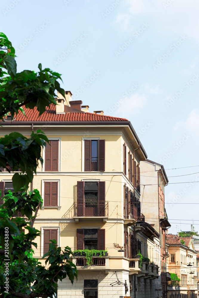 Fototapeta premium Historical building in sunny day, Milan, Italy