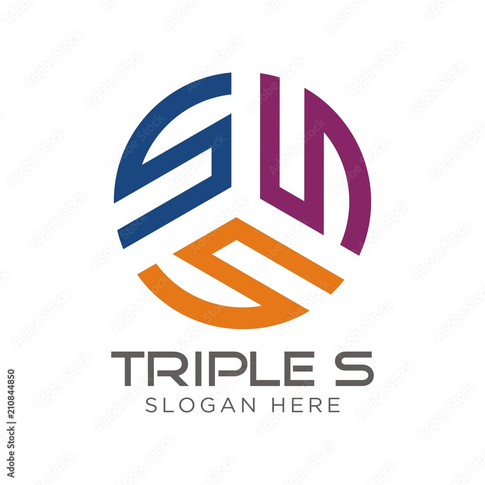 S or triple S logo initial letter design template vector illustration