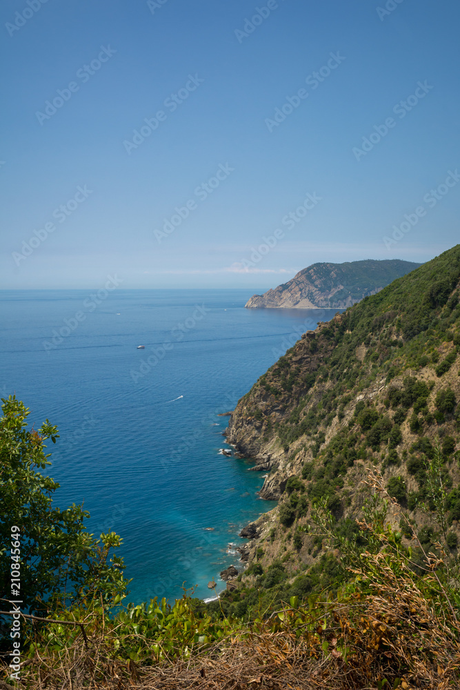 Vertical View of the Coastline on the Sea between Corniglia and Vernazza