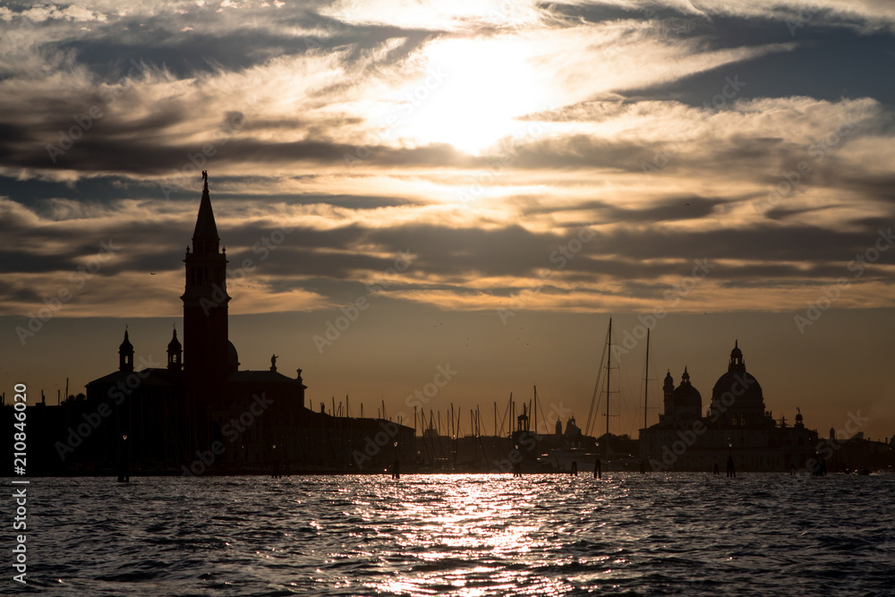 Sunset view of San Giorgio Maggiore in Venice