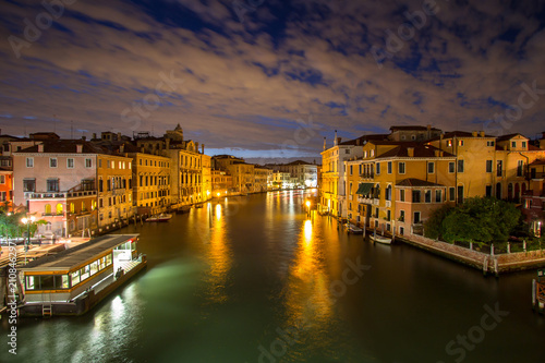 Canal Grande at night, Venice, Italy.