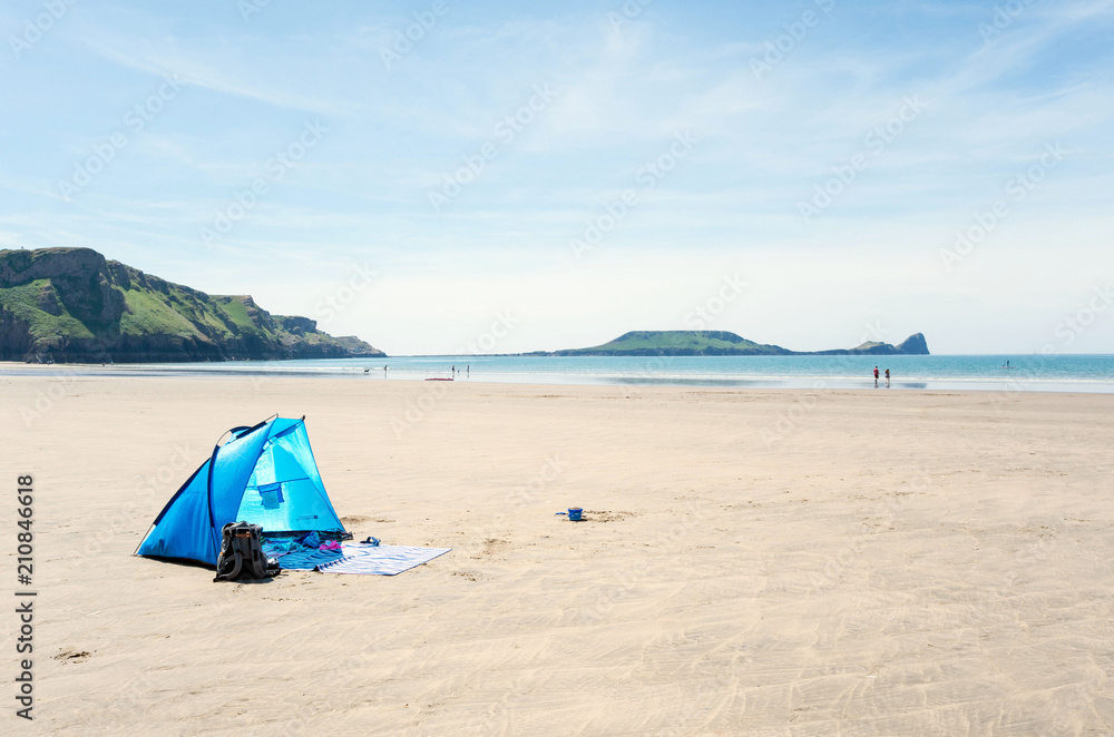 tent on the beach (Rhossili bay, Wales)