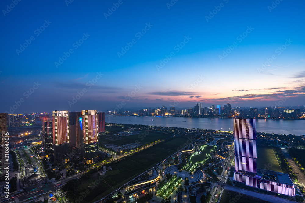 panoramic city skyline in hangzhou china