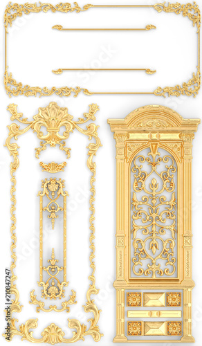 Stucco decoration, gold cartouche