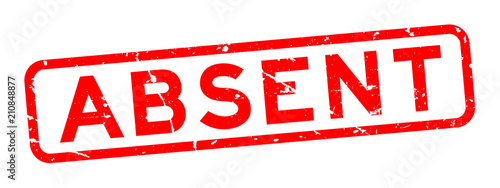 Grunge absent word square rubber seal stamp on white background