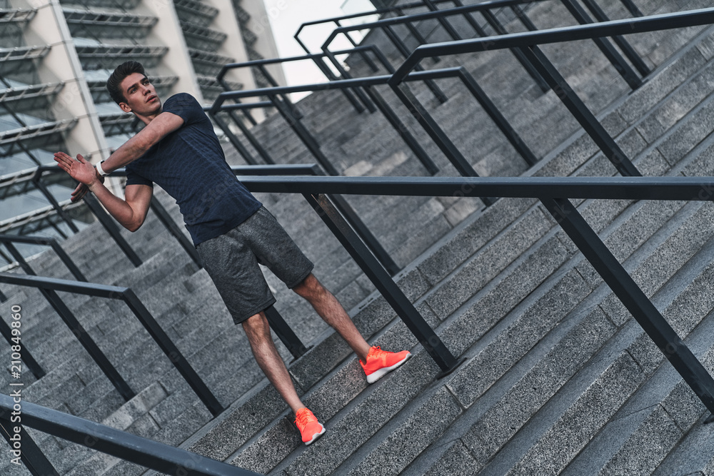 Motivated to shape his body. Motivated to shape his body.