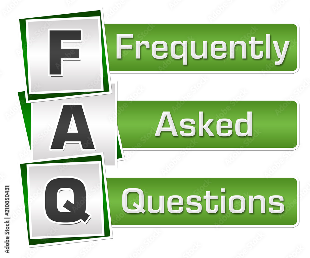 Fototapeta premium FAQ - Frequently Asked Questions Green Grey Squares Vertical 