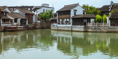 Traditional Architecture and Beautiful Scenery in Shan Tang Jie in Suzhou, China on June 2nd, 2018
