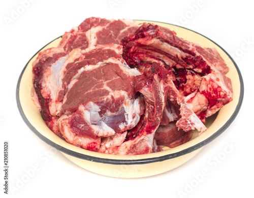 piece of raw meat on white background