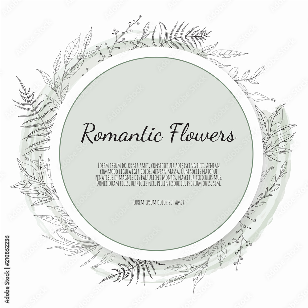 Vector floral design card. Greeting, postcard wedding invite template. Elegant frame with rose and anemone Vector floral design card. Greeting, postcard wedding invite template. Elegant frame with rose and anemone
