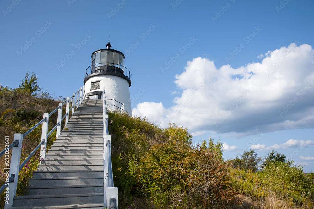 Stairway Leads to Owls Head Lighthouse Over Cliff in Maine