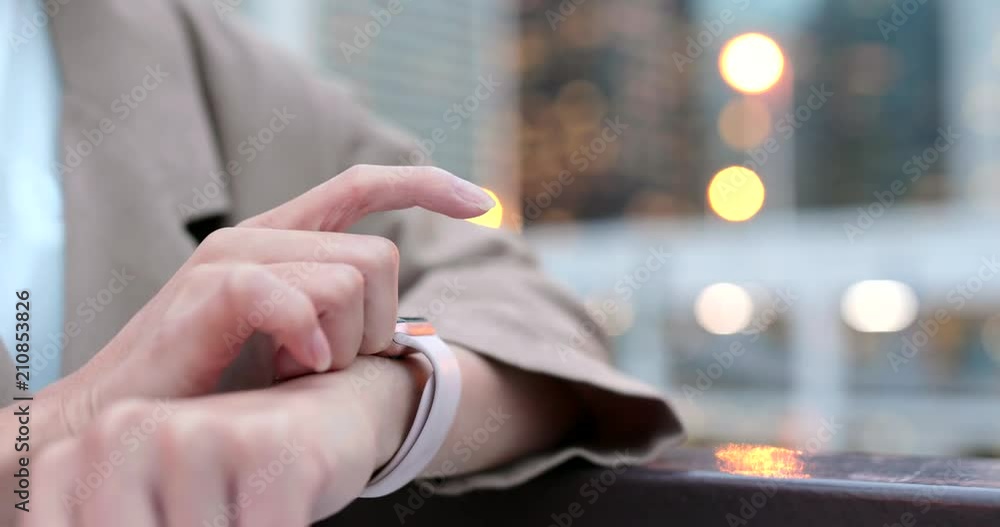 Woman use of smart watch Woman use of smart watch