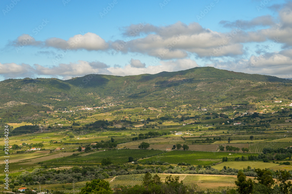 Panorama of hills and olive groves surrounding Belmonte, Castelo Branco, Portugal