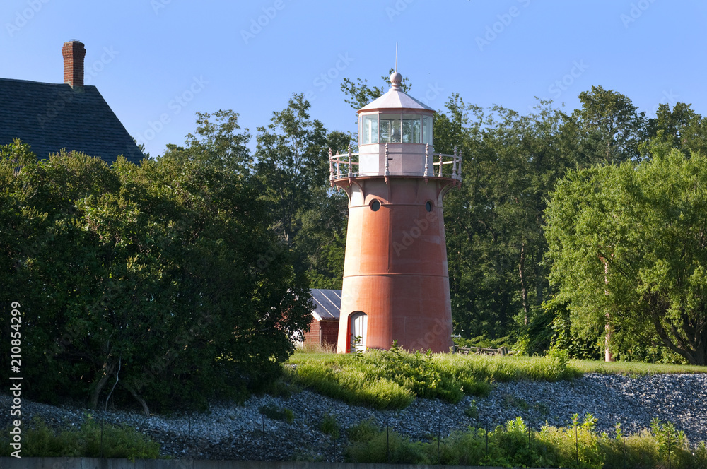 Pink Vermont Lighthouse on Northern Lake Champlain