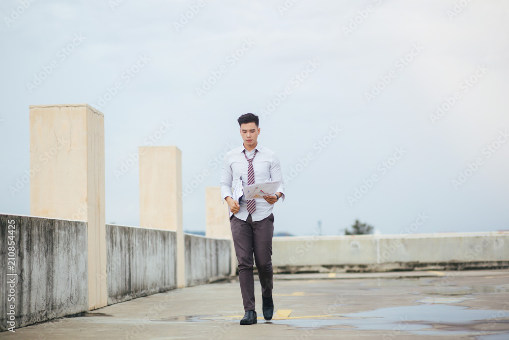 Young businessmen are stressed out of work, Young unemployed businessman Young businessmen are stressed out of work, Young unemployed businessman