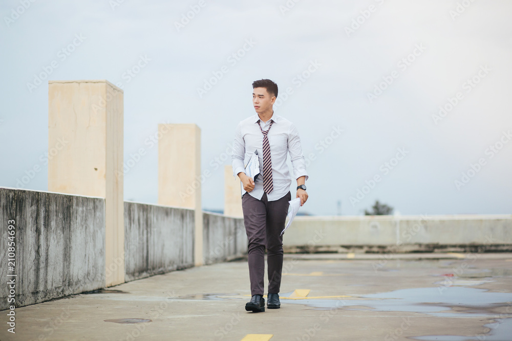 Young businessmen are stressed out of work, Young unemployed businessman Young businessmen are stressed out of work, Young unemployed businessman