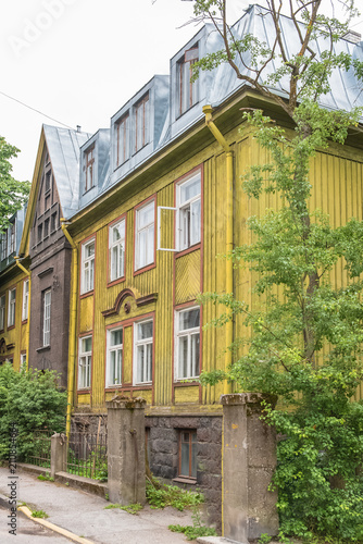 Wallpaper Mural Tallinn in Estonia, wooden colourful houses in Kalamaja neighborhood, typical facades
 Torontodigital.ca