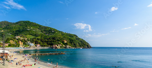 Levanto - town in Liguria, close to Cinque Terre in Italy. Scenic Mediterranean riviera coast. Historical Old Town with colorful houses and sand beach at beautiful coast of Italy. photo