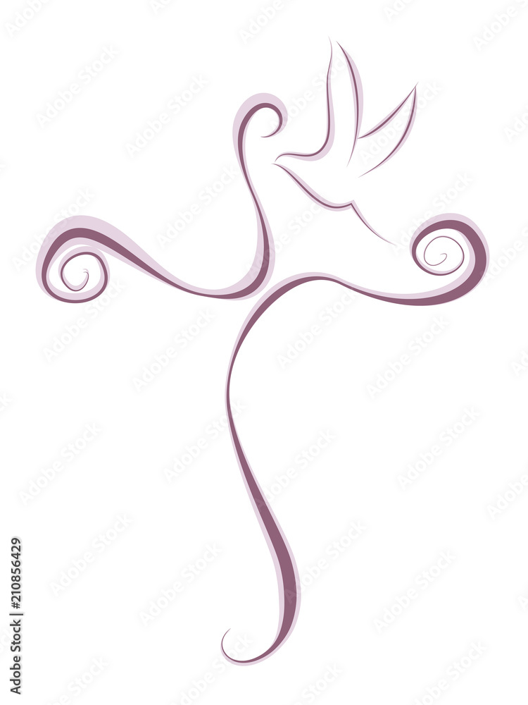 Isolated vector Christian cross with dove. Religion sign Isolated vector Christian cross with dove. Religion sign