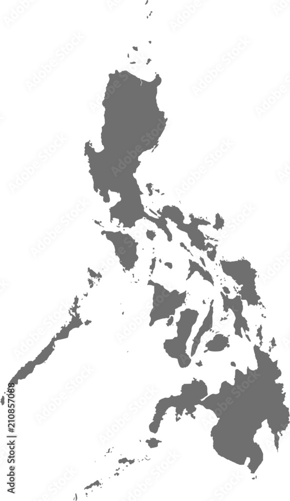 Fototapeta Philippines map in gray on a white background. Detailed and accurate illustration of map of the Republic of the Philippines map