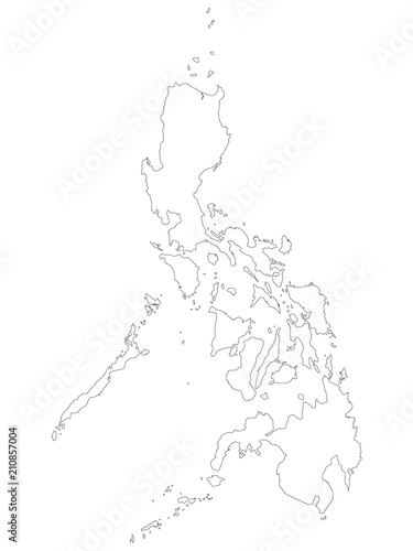 Philippines map of black outline map on white background of illustration..Line map  of the Republic of the Philippines