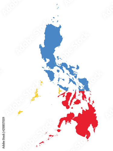 Flag map of Philippines. Flag of the Philippines overlaid on detailed outline map isolated on white backgrou. Philippines Map with Flag Vector