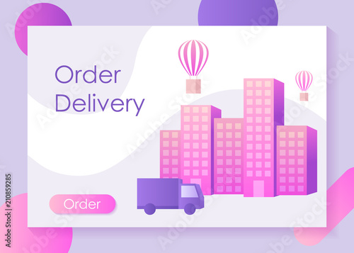 Fast delivery service, modern life in the city, a template for a web site, modern vector illustration design