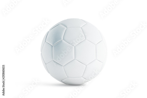 Photo Blank white leather soccer ball mock up, front view, 3d rendering