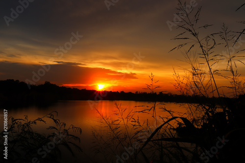 Sunset at the Grand Canyon on the water.