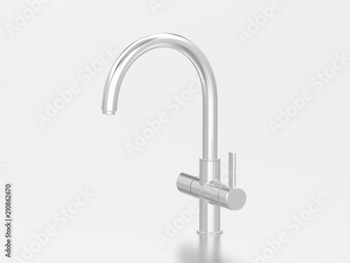 3D illustration white gold or silver chrome faucet