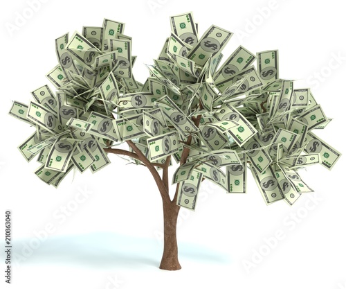 3d illustration of a money tree