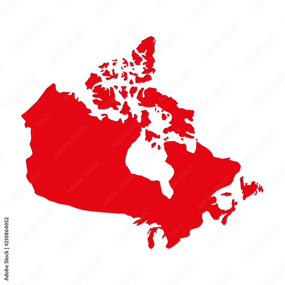 Fototapeta premium red canadian map geography country