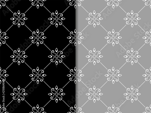abstract floral seamless pattern with flowers, netting and leaves