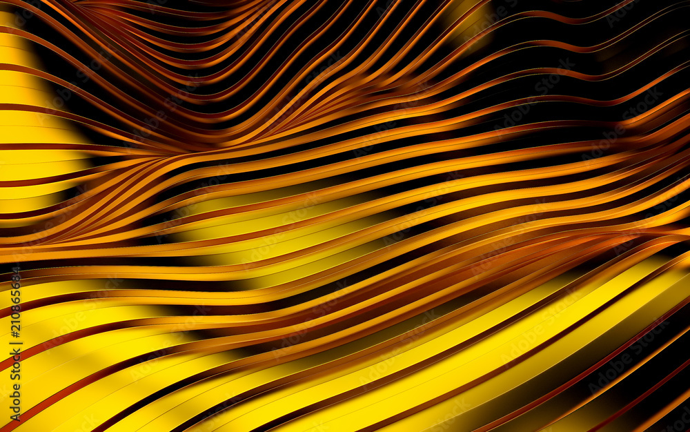 Obraz premium Złoty pasek fale futurystyczne tło. Renderowania 3d