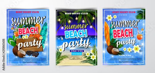 Poster for summer and beach party background