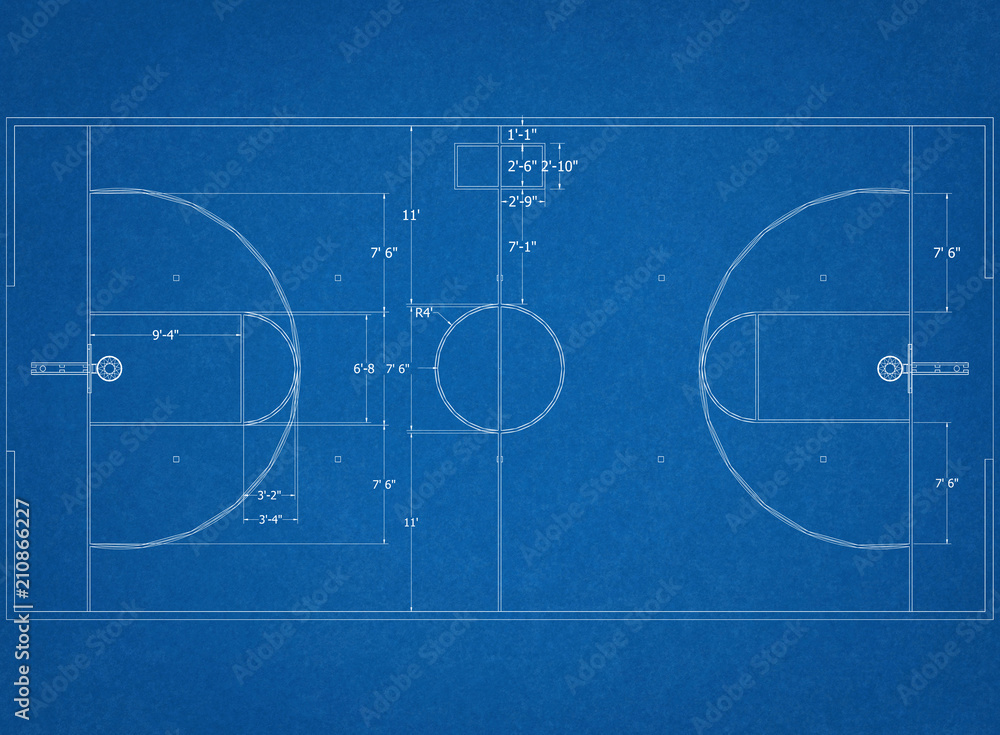 basketball court Architect Blueprint Stock Illustration | Adobe Stock