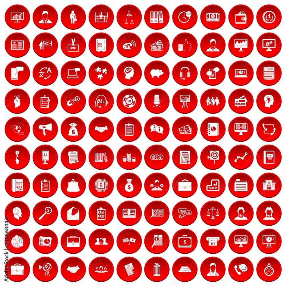 100 business people icons set in red circle isolated on white vector illustration 100 business people icons set in red circle isolated on white vector illustration