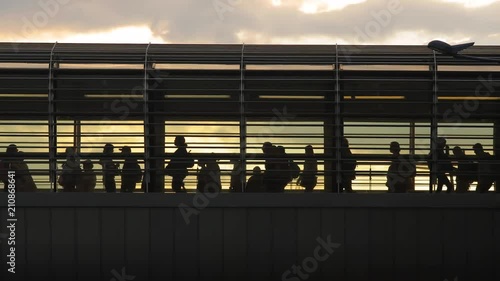 Urban crowd on an overpass
