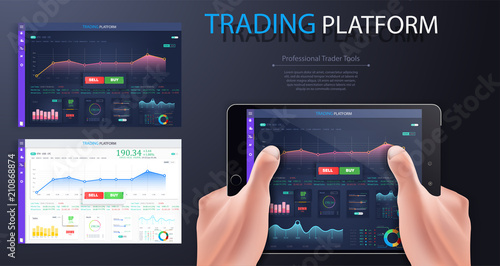 Data analysis, statistics collection. Infographic dashboard template with flat design graphs and pie charts. Information Graphics elements for UI UX design. Web elements in mode