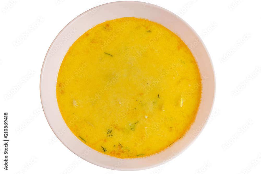 Cheese soup in a bowl isolated on white background. Healthy eating. French cuisine. Cheese soup in a bowl isolated on white background. Healthy eating. French cuisine.